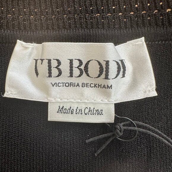 Victoria Beckham Body Conscious Cap Sleeve Fitted Knit Mini Dress in Black - Picture 10 of 12